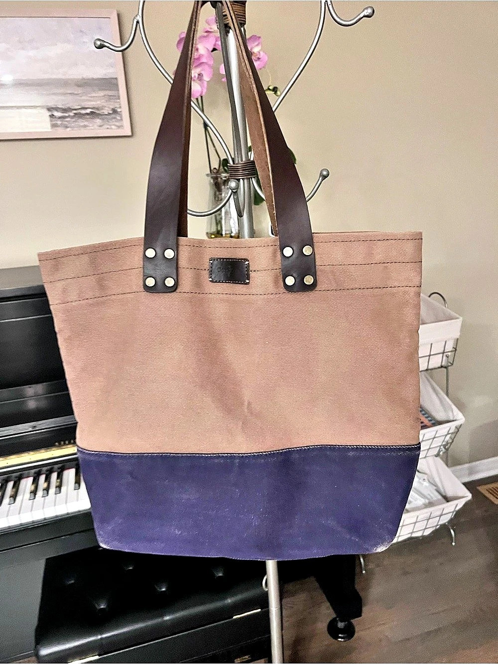 Cole Haan Tote in Brown & Blue Like New